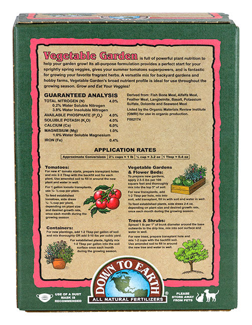 Down to Earth™ Vegetable Garden 4-4-4 OMRI Listed® (5lb)