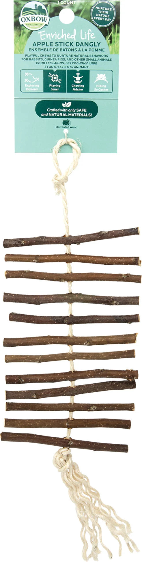 Oxbow Apple Stick Dangly with Sisal Small Animal Treat