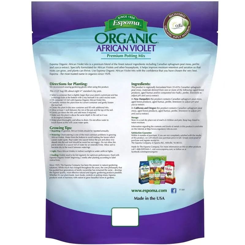 Espoma Organic African Violet Mix 4qt - 2 pack