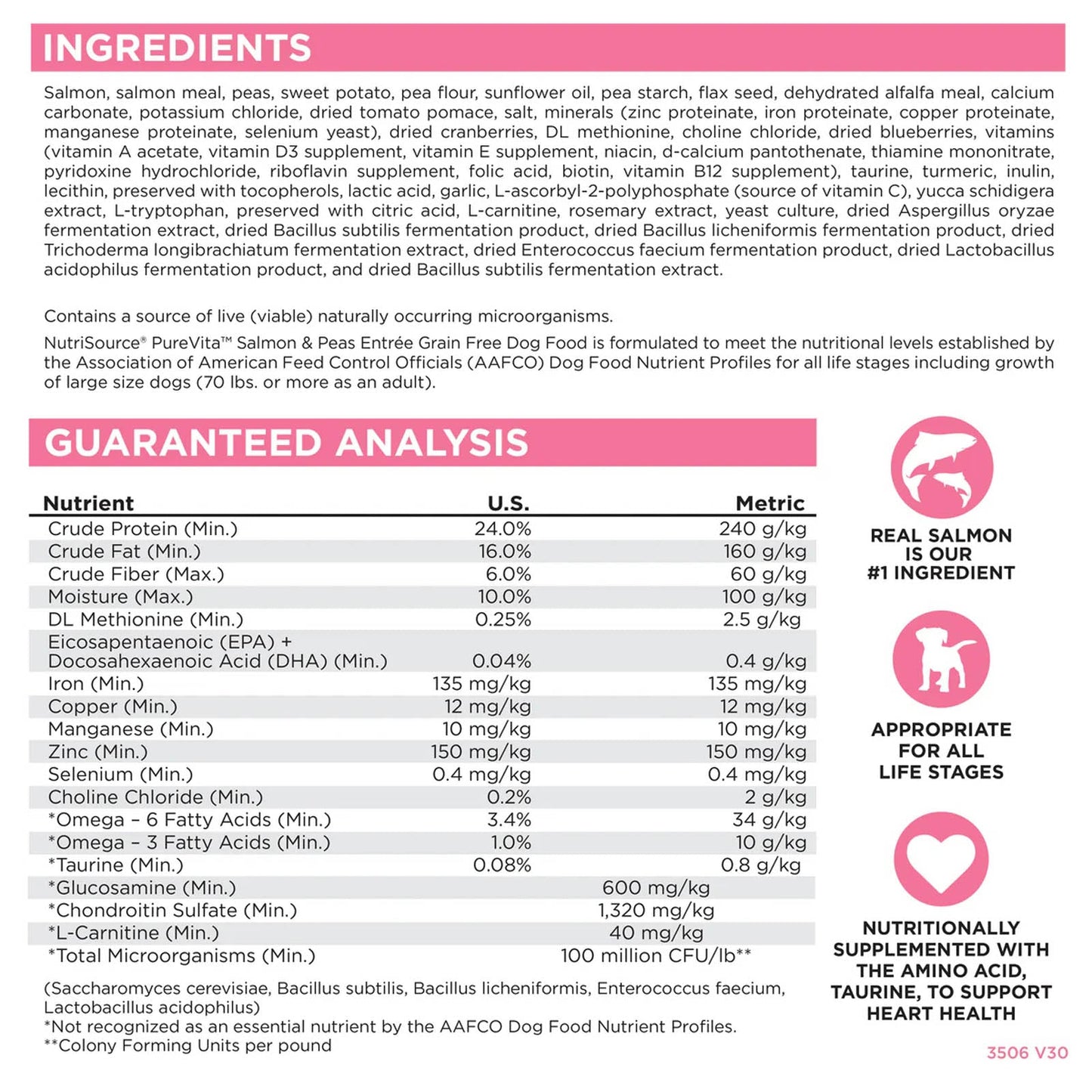 NutriSource Pure Vita Dog Grain-free Salmon & Peas