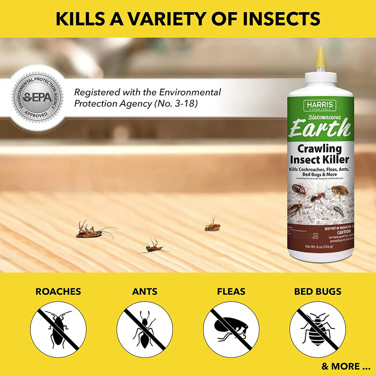 Crawling Insect Control Harris Diatomaceous Earth Crawling Insect Killer, 8 oz – Urban Feed ...