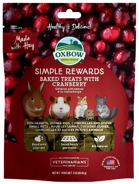 Oxbow Animal Health Simple Rewards Baked Small Animal Treats Cranberry 3oz