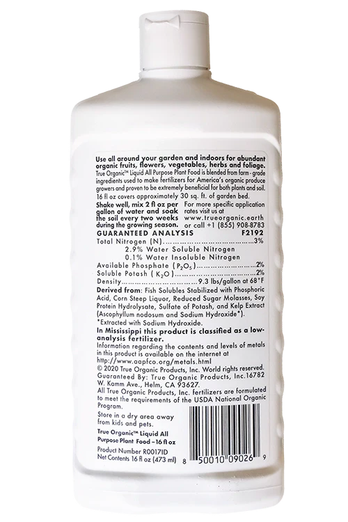 True Organic™ Liquid All-Purpose Plant Food - 16oz - OMRI Listed®