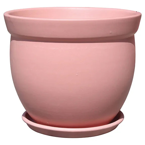 Flared Rim Planter with Attached Saucer, 6.25“x 5.5”