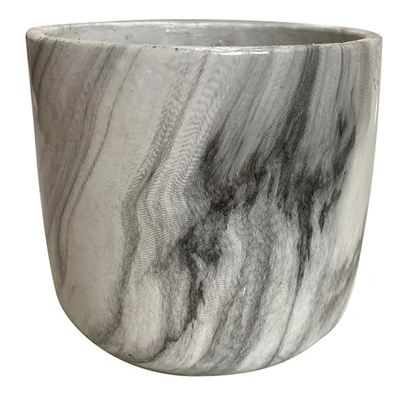 Marbled Egg Pot, 4“ x 3.75”, Marble